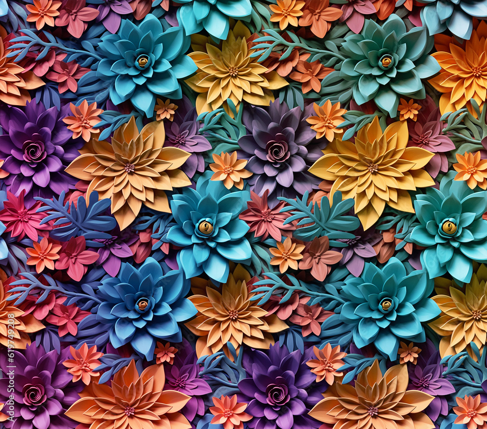 3D Flower Seamless Pattern 3D Flower Seamless Pattern