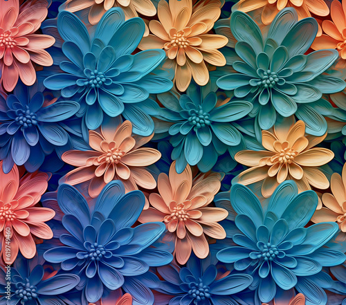 3D Flower Seamless Pattern