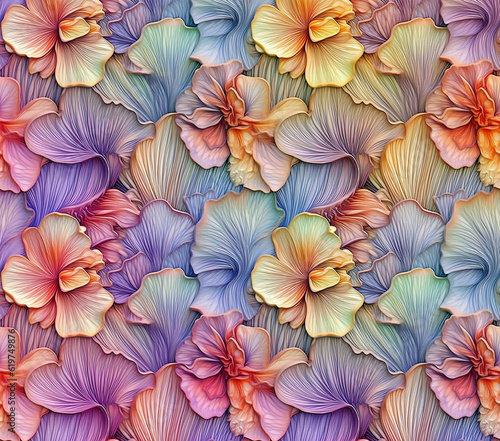 Wallpaper Mural 3D Flower Seamless Pattern Torontodigital.ca
