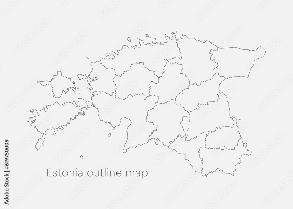 Vector map country Estonia divided on regions