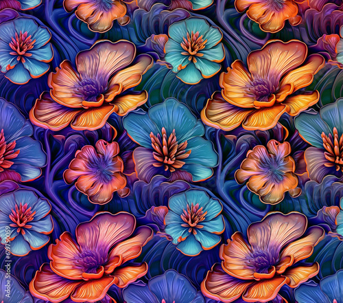 3D Flower Seamless Pattern