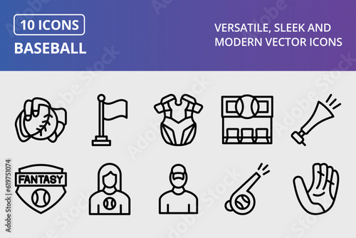 Vector Baseball Icon Set
