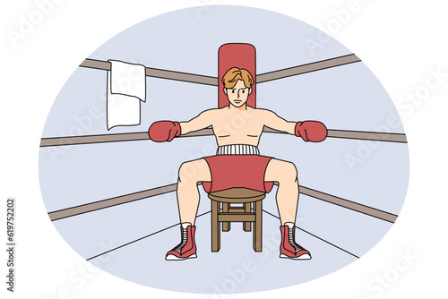 boxer sitting in ring, red gloves, cartoon style clip art preview