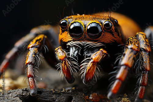 Up-close view of a spider's eyes, macro, image should convey alertness Wallpaper Generative AI