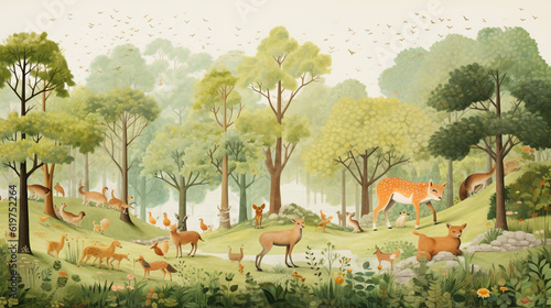 Childbook illustration forest animals