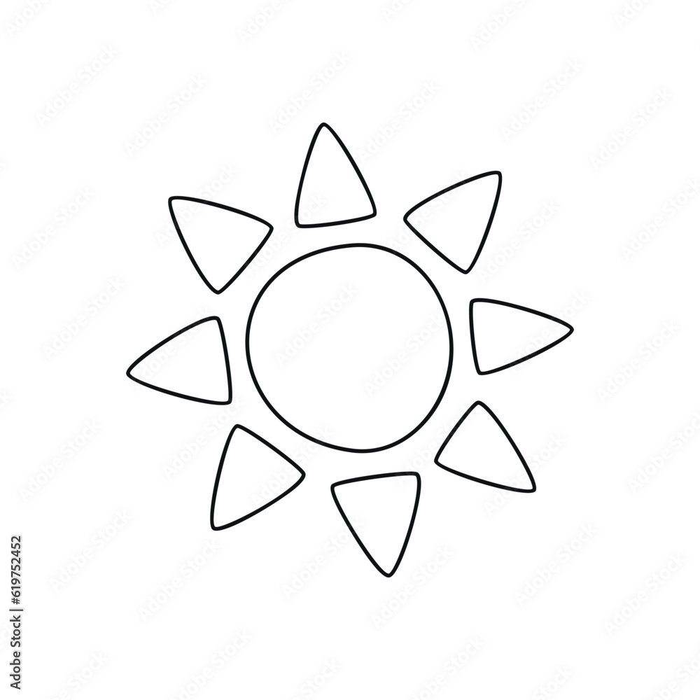 Hand drawn linear vector illustration of sun Hand drawn linear vector illustration of sun
