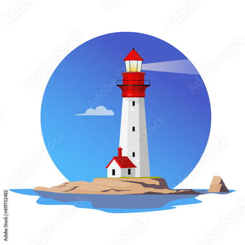 Island on the sea with Lighthouse