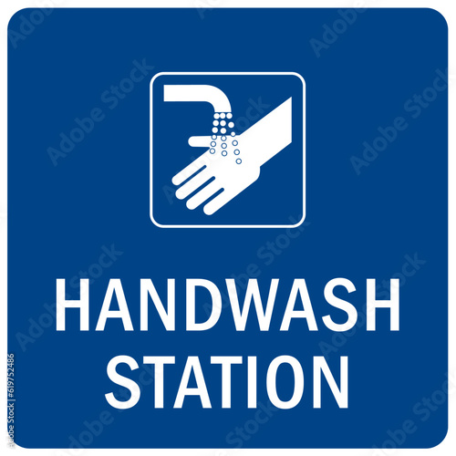 Hand washing sign and labels hand wash station