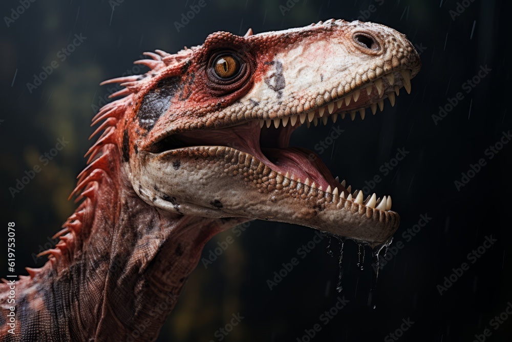 Close-Up of Eotyrannus, Natural light, Generative AI Close-Up of Eotyrannus, Natural light, Generative AI
