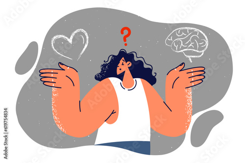 Woman chooses between mind and heart and is embarrassed by desire to maintain balance