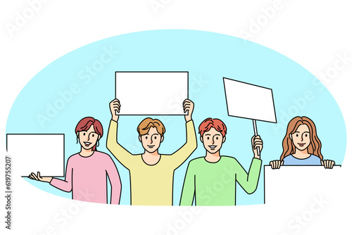 Children with placards on demonstration