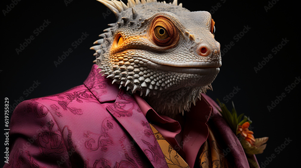 Chameleon in Business clothes. Generative Ai Chameleon in Business clothes. Generative Ai