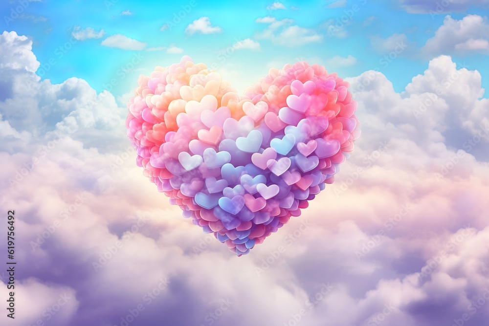 beautiful colorful heart in the clouds as valentine day background, made with generative ai	
 - obrazy, fototapety, plakaty 