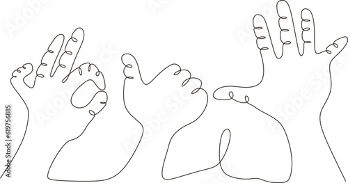 line drawing vector. Continuous fingers