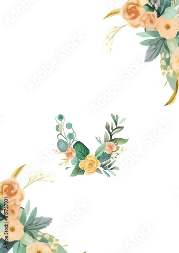 Vector beautiful wedding invitation template with watercolor floral
