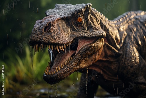 Fototapete Close-Up of Giganotosaurus, Natural light, Generative AI