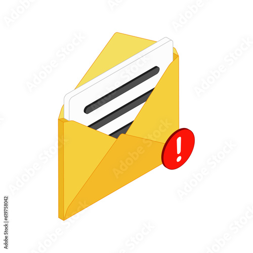 Warning message isometric icon editable stroke