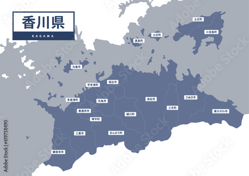 地図（地名入り）-香川県