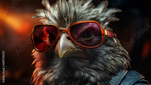 Rooster Wearing Sunglasses. Generative Ai