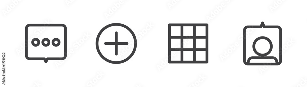 Simple set of icons saved reply messages, add pictures, home page profile, tag, vector, social media button icon, sign, symbol and grapic design. Simple set of icons saved reply messages, add pictures, home page profile, tag, vector, social media button icon, sign, symbol and grapic design.