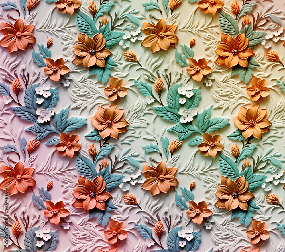 3D Flower Seamless Pattern