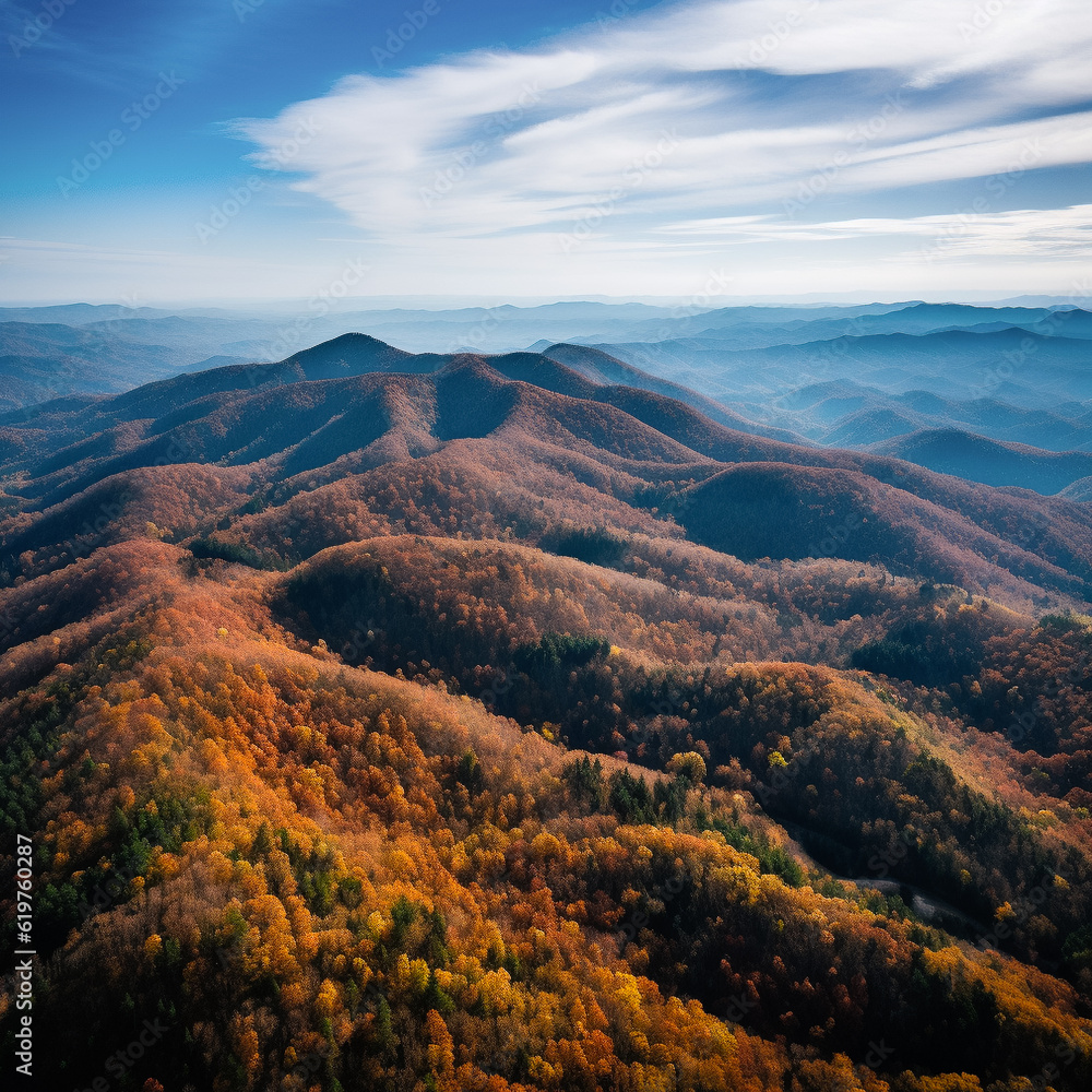 autumn leaves season drone photo from DJI Mini Pro 3 , taken in North Georgia Appalachian mountains 