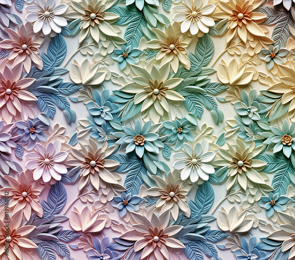 3D Flower Seamless Pattern 3D Flower Seamless Pattern