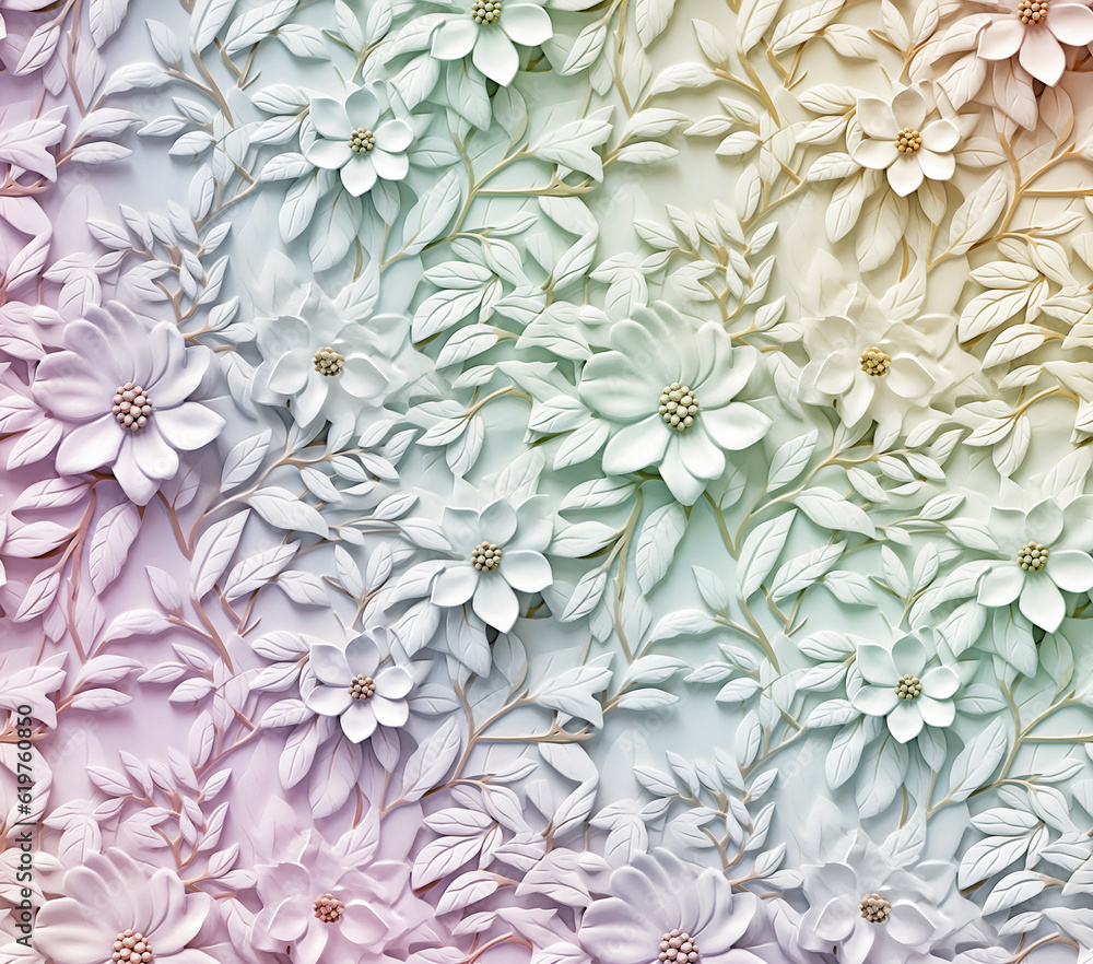 3D Flower Seamless Pattern