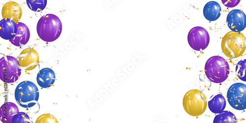 background balloons and gold confetti template banner realistic celebration design
