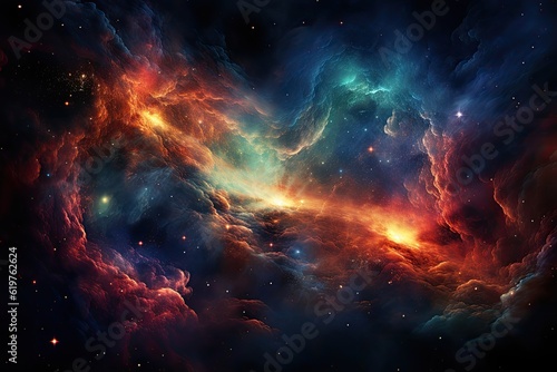 Abstract visualization of fractal realms. Colorful cloudy space © James Ellis