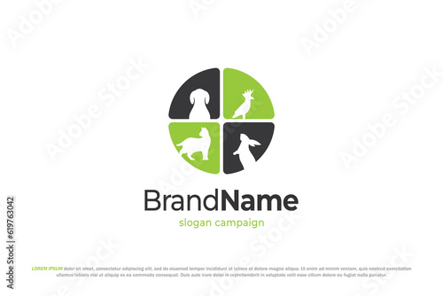 logo pet shop animal care veterinary channel circle dog cat rabbit parrot