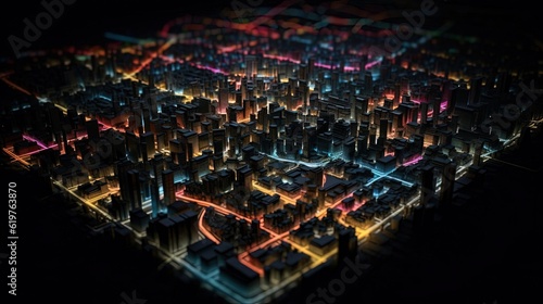3D layout city from above. Generative AI