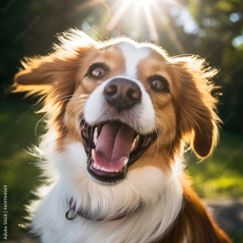 happy dog in the garden happy dog in the garden