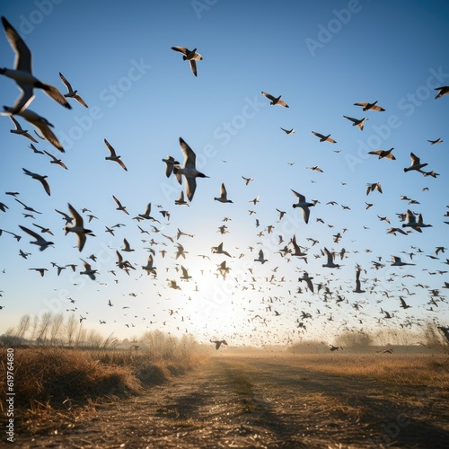 Leinwand Poster flock of seagulls