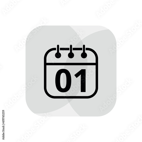 Calendar simple icon with specific day marked. Calendar flat icon for websites, blogs and graphic resources. Appointment scheduled, day 01.