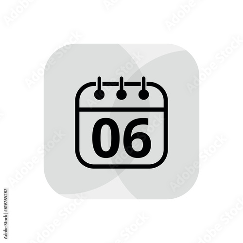 Calendar simple icon with specific day marked. Calendar flat icon for websites, blogs and graphic resources. Appointment scheduled, day 06.