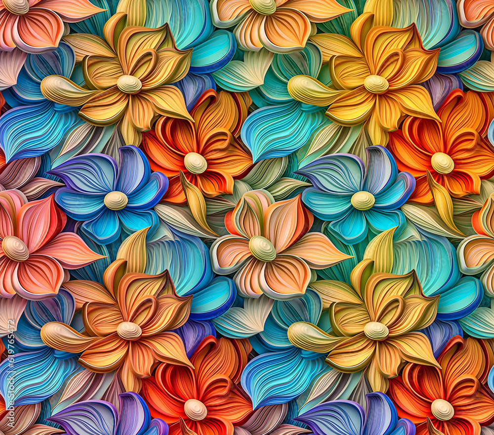 3D Flower Seamless Pattern 3D Flower Seamless Pattern