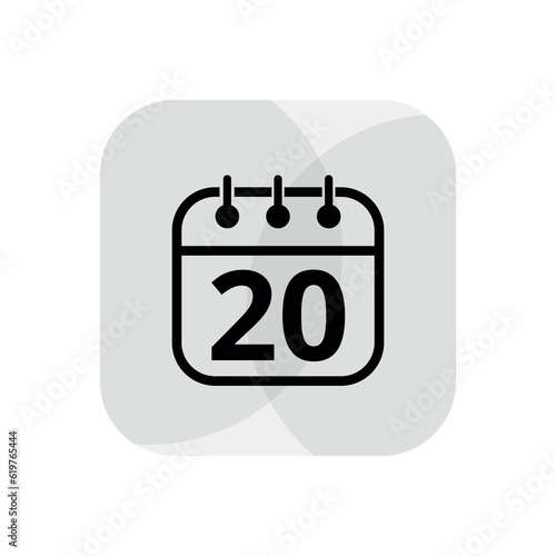 Calendar simple icon with specific day marked. Calendar flat icon for websites, blogs and graphic resources. Appointment scheduled, day 20.