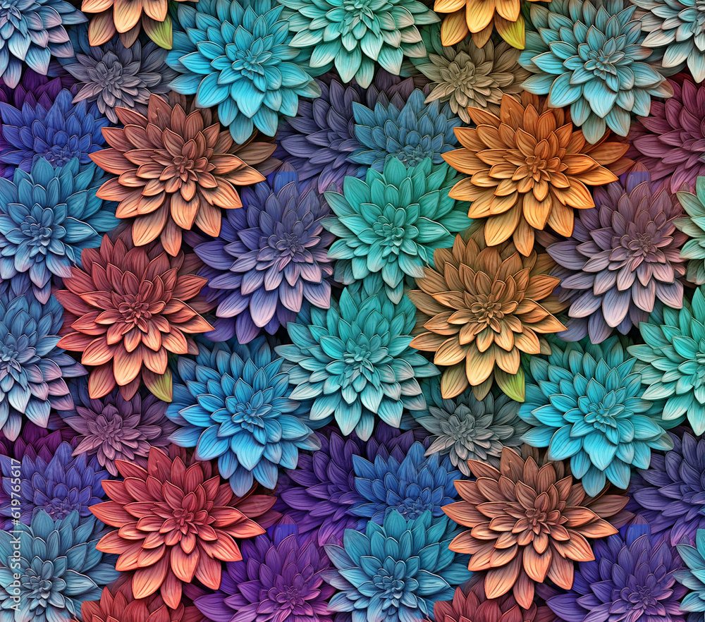 3D Flower Seamless Pattern 3D Flower Seamless Pattern
