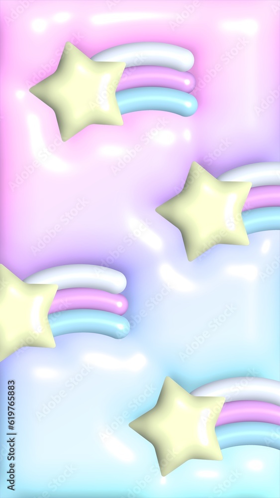 Obraz premium 16:9 流れ星のぷっくり3Dパターングラデーション壁紙⭐︎