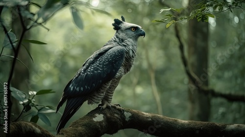 Magnificent close-up Harpy Eagle bird in forest. Generative AI