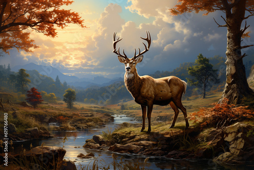 various game animals, such as deer, ducks, or pheasants, showcasing their natural beauty and anatomy, allowing viewers to appreciate the diversity of wildlife pursued in hunting. Generative AI © forenna