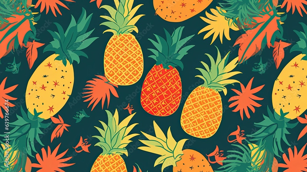 Simple pineapple pattern. Generative AI Simple pineapple pattern. Generative AI