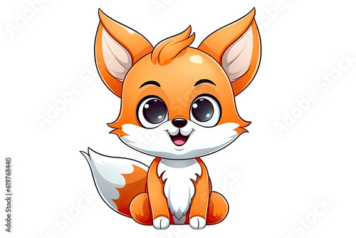 cute baby fox isolated illustration Generative AI © krissikunterbunt