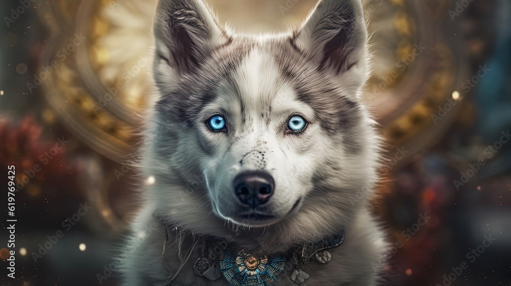 Close-up baby husky face. Cute dog face. Generative AI Close-up baby husky face. Cute dog face. Generative AI