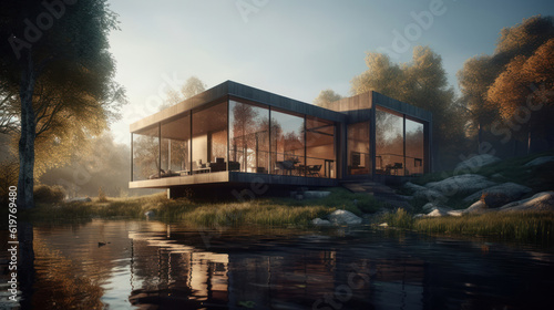 A house in nature by a river