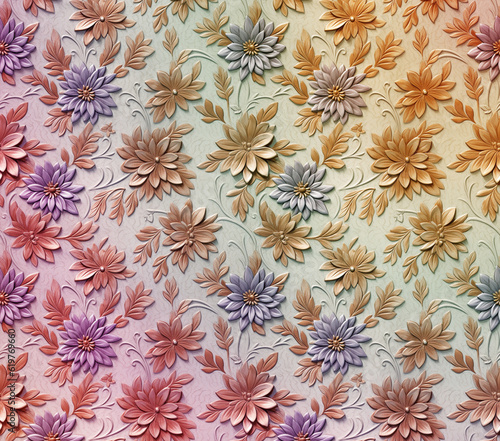 3D Flower Seamless Pattern