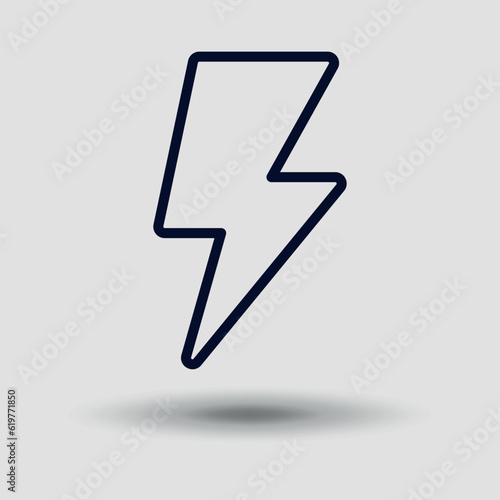 Lightning icon on a gray background. Vector lightning icon