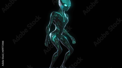 Alien cyborg creature. Robot. Generative AI © Soulmate
