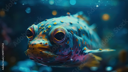 Underwater tropical fish. Exotic colorful fish. Generative AI